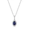 18ct White Gold Oval Cut Blue Sapphire with Diamond Halo 0.70ct Pendant