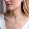 18ct White Gold Pear Cut Blue Sapphire with Diamond Halo Drop Pendant