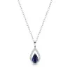18ct White Gold 0.57 Pear Cut Blue Sapphire & Diamond Pendant Necklace