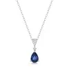 18ct White Gold 1.07ct Pear Cut Sapphire and Diamond Drop Pendant