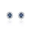 9ct White Gold 0.20ct Sapphire and 0.10ct Diamond Halo Earrings