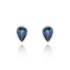 9ct White Gold Pear Sapphire Rub Over Earrings