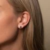 9ct White Gold Pear Sapphire Rub Over Earrings
