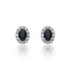 18ct White Gold Oval Cut Sapphire 1.61ct Diamond Halo Stud Earrings