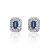 18ct White Gold Emerald Cut Sapphire 1.09ct Diamond Double Halo Earrings