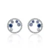 18ct White Gold Brilliant Cut Diamond 0.52ct and Sapphire 0.76ct Earrings 1