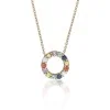 9ct Yellow Gold Brilliant Cut 0.37ct Rainbow Sapphire and Diamond Circle Necklace