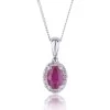 9ct White Gold Oval Cut Ruby and Diamond 0.68ct Pendant