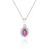 9ct White Gold Oval Ruby and Diamond Halo Pendant