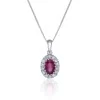 9ct White Gold Ruby and Diamond Halo Pendant