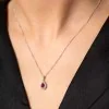9ct White Gold 0.70ct Pear Cut Ruby & Diamond Halo Pendant