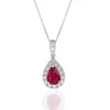 9ct White Gold 0.70ct Pear Cut Ruby & Diamond Halo Pendant
