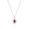 18ct White Gold 0.41ct Oval Ruby and Diamond Halo Pendant