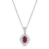 18ct White Gold 1.47ct Oval Cut Ruby and Mixed Cut Diamond Halo Pendant