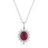 18ct White Gold Oval 2.40ct Ruby and 0.55ct Diamond Pendant
