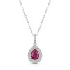 18ct White Gold Pear Cut Ruby 0.80ct with Diamond Halo Pendant