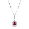 18ct White Gold Round Brilliant Cut 0.33ct Ruby and 0.18ct Diamond Pendant