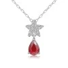 18ct White Gold Pear Cut 0.80ct Ruby and Diamond Cluster Necklace