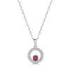 18ct White Gold Round Brilliant 0.25ct Ruby and 0.20ct Diamond Circle Pendant