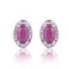 9ct White Gold Oval Cut 0.70ct Ruby and 0.10ct Diamond Earrings