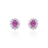 9ct White Gold Ruby and Diamond Halo Stud Earrings