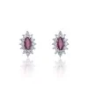 9ct White Gold Diamond 0.17ct and Ruby Halo Earrings