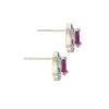 9ct Yellow Gold Pear Cut Ruby and Diamond Halo Stud Earrings