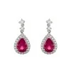 18ct White Gold Ruby and Diamond Halo Drop Earrings