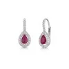 18ct White Gold Pear Cut Ruby 0.85ct with Diamond Halo Drop Earrings