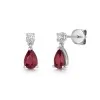 18ct White Gold Pear Cut Ruby 0.85ct and Diamond Earrings