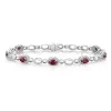 18ct White Gold Oval Cut Ruby and Diamond Halo Cluster Bracelet