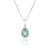 9ct White Gold Pear Shape Emerald and 0.04ct Diamond Cluster Pendant
