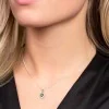 9ct White Gold Oval Cut Emerald 0.08ct Diamond Halo Pendant
