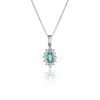 9ct White Gold Diamond 0.12ct and Emerald Halo Pendant