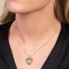 9ct Yellow Gold Princess Cut Emerald and Diamond Cluster Heart Pendant