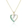 9ct Yellow Gold Princess Cut Emerald and Diamond Cluster Heart Pendant