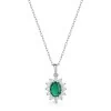 18ct White Gold Oval 1.13ct Emerald and 0.47ct Diamond Pendant