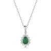 18ct White Gold Pear Cut 0.70ct Emerald with 0.35ct Diamond Cluster Halo Pendant
