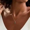18ct White Gold Pear Cut 0.40ct Emerald and 0.04ct Diamond Drop Pendant