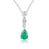 18ct White Gold 0.70ct Pear Cut Emerald and Diamond Drop Pendant