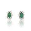 9ct White Gold Oval Cut 0.70ct Emerald Diamond Halo Stud Earrings