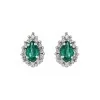 9ct White Gold Pear Cut Emerald 0.039ct Diamond Halo Earrings