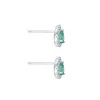 9ct White Gold Diamond 0.18ct and Emerald Halo Earrings