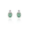 9ct Yellow Gold Diamond and 0.06ct Emerald Bezel Set Earrings