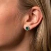18ct White Gold 1.90ct Oval Cut Emerald & Diamond Traditional Halo Stud Earrings