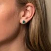 18ct White Gold 1.90ct Oval Cut Emerald & Diamond Traditional Halo Stud Earrings