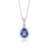 9ct White Gold Pear Cut Tanzanite & Diamond 1.22ct Halo Pendant