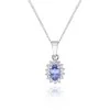 9ct White Gold 0.06ct Diamond and Tanzanite Halo Pendant