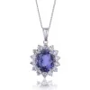 18ct White Gold 6.13ct Oval Cut Tanzanite and Diamond Pendant