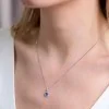 18ct White Gold Cushion Cut Tanzanite 0.60ct with Diamond Halo Pendant